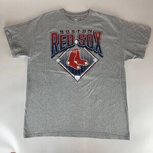 Boston Red Sox MLB Gray Majestic Short Sleeve Crewneck Shirt Mens Large